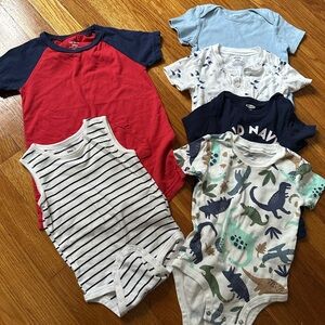 Baby Onesie Bundle - Dinosaur, Stripes, and Solid Colors